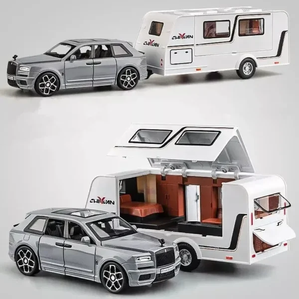 Rolls Royce Cullinan RV Trailer Camping Model Car Alloy Diecast Toy Vehicle